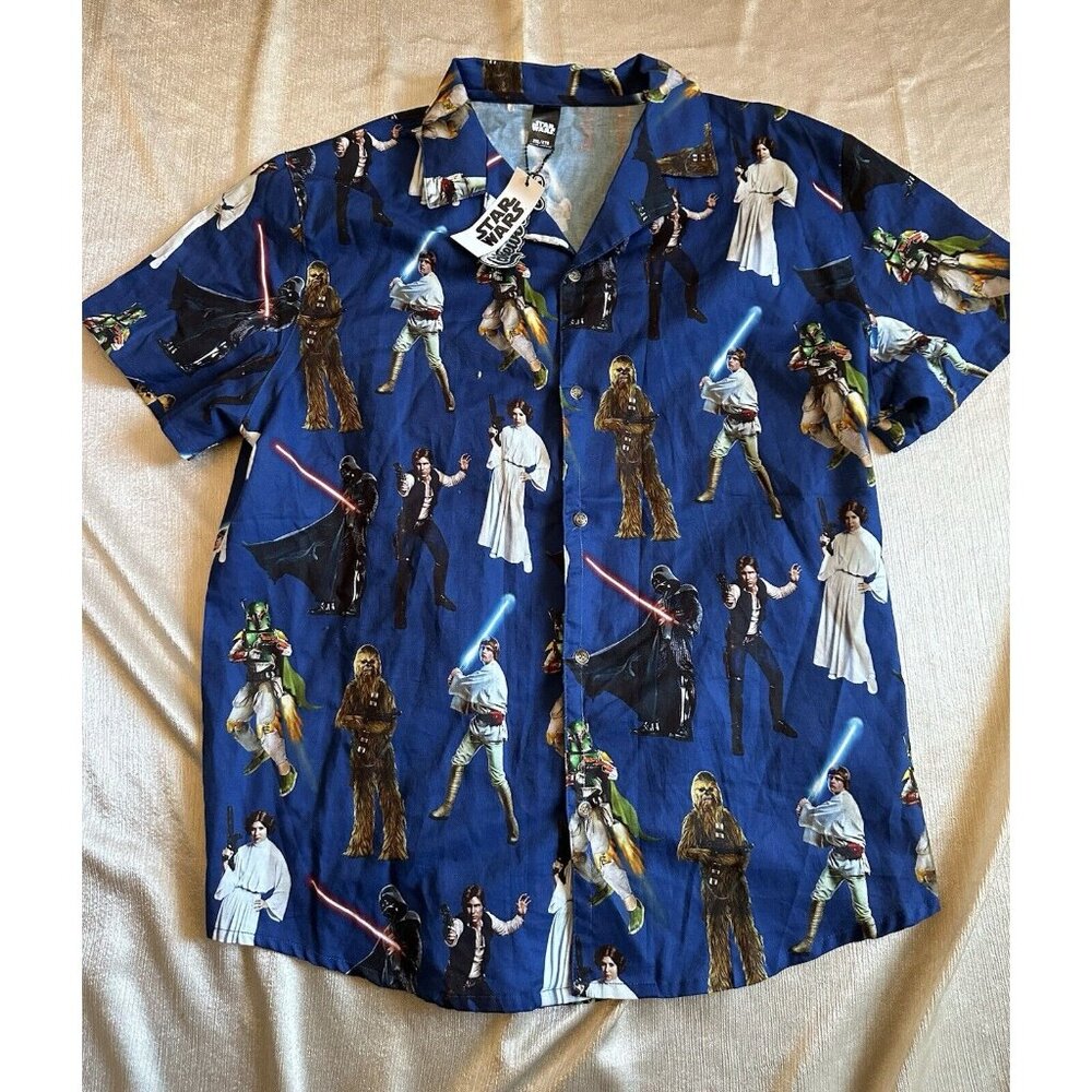 NEW Star Wars‎ Cakeworthy Short Sleeve Button Up Shirt 2XL Skywalker Darth Vader